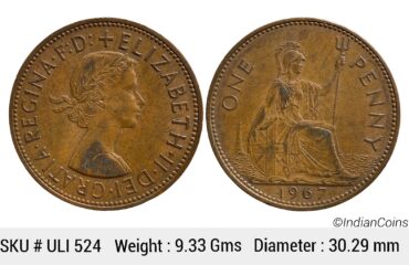 United Kingdom Elizabeth II 1967 AD Bronze 1 Penny ULI 524
