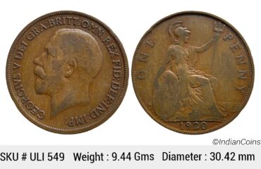 United Kingdom George V 1920 AD Bronze 1 Penny ULI 549
