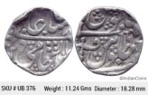 IPS Gwalior State Daulat Rao INO Shah Alam II Dar ul Fateh Ujjain Mint Silver Rupee UB 376