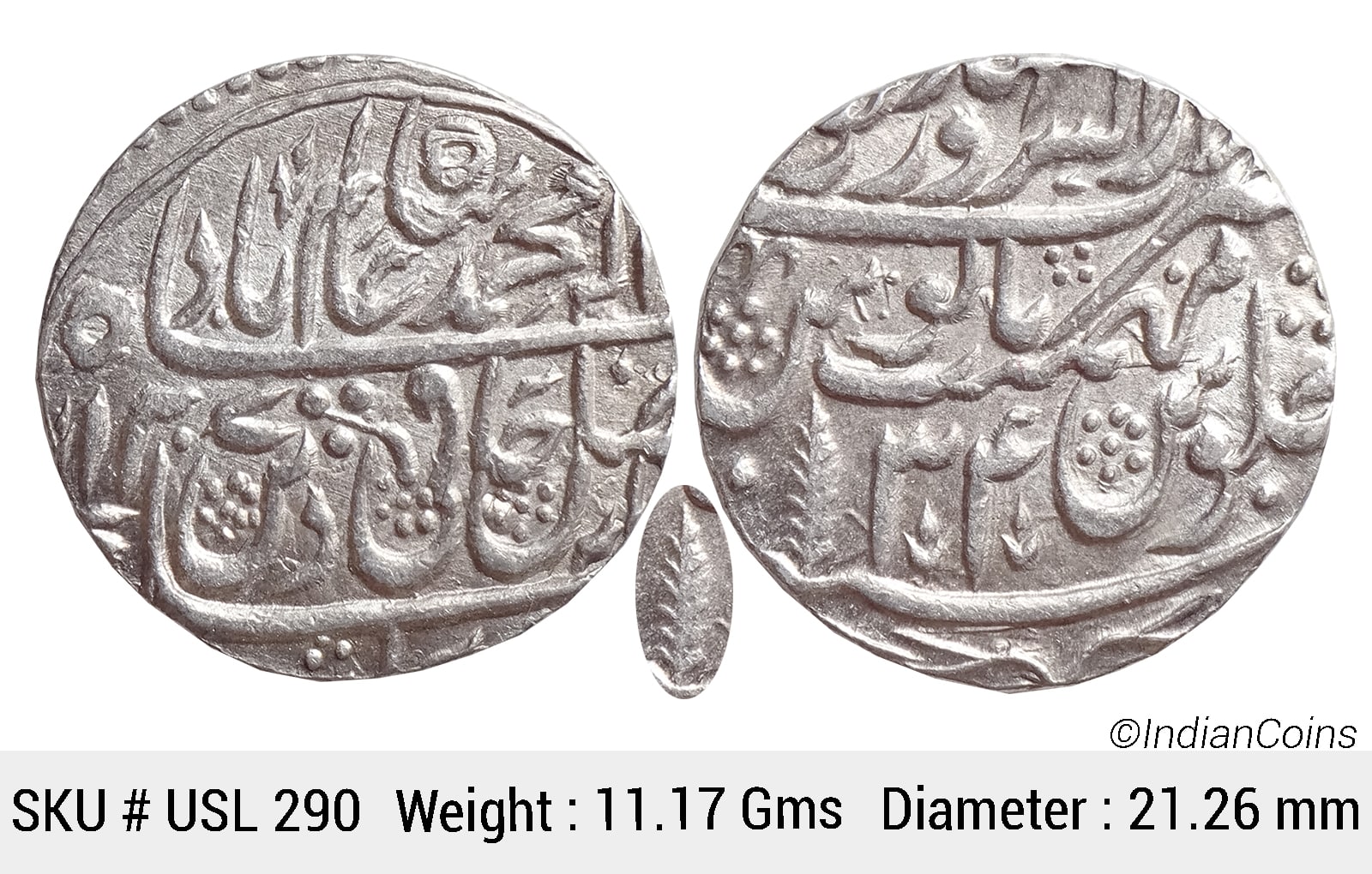 IK Maratha Confideracy INO Shah Alam II Silver Rupee Dar-ul-Sarur Saharanpur Mint AH 1207 RY 34 USL 290