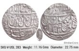 IK Maratha Confideracy INO Shah Alam II Silver Rupee Dar-ul-Sarur Saharanpur Mint AH 1207 RY 34 USL 283