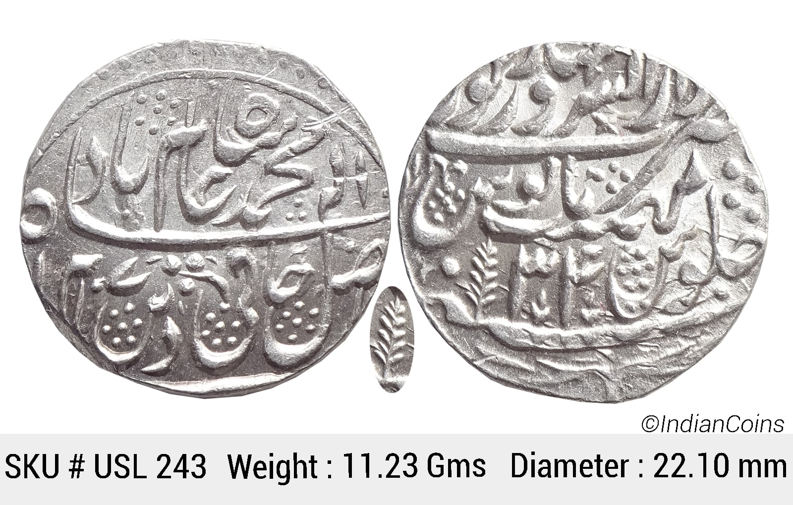 IK Maratha Confideracy INO Shah Alam II Silver Rupee Dar-ul-Sarur Saharanpur Mint AH 1207 RY 34 USL 243