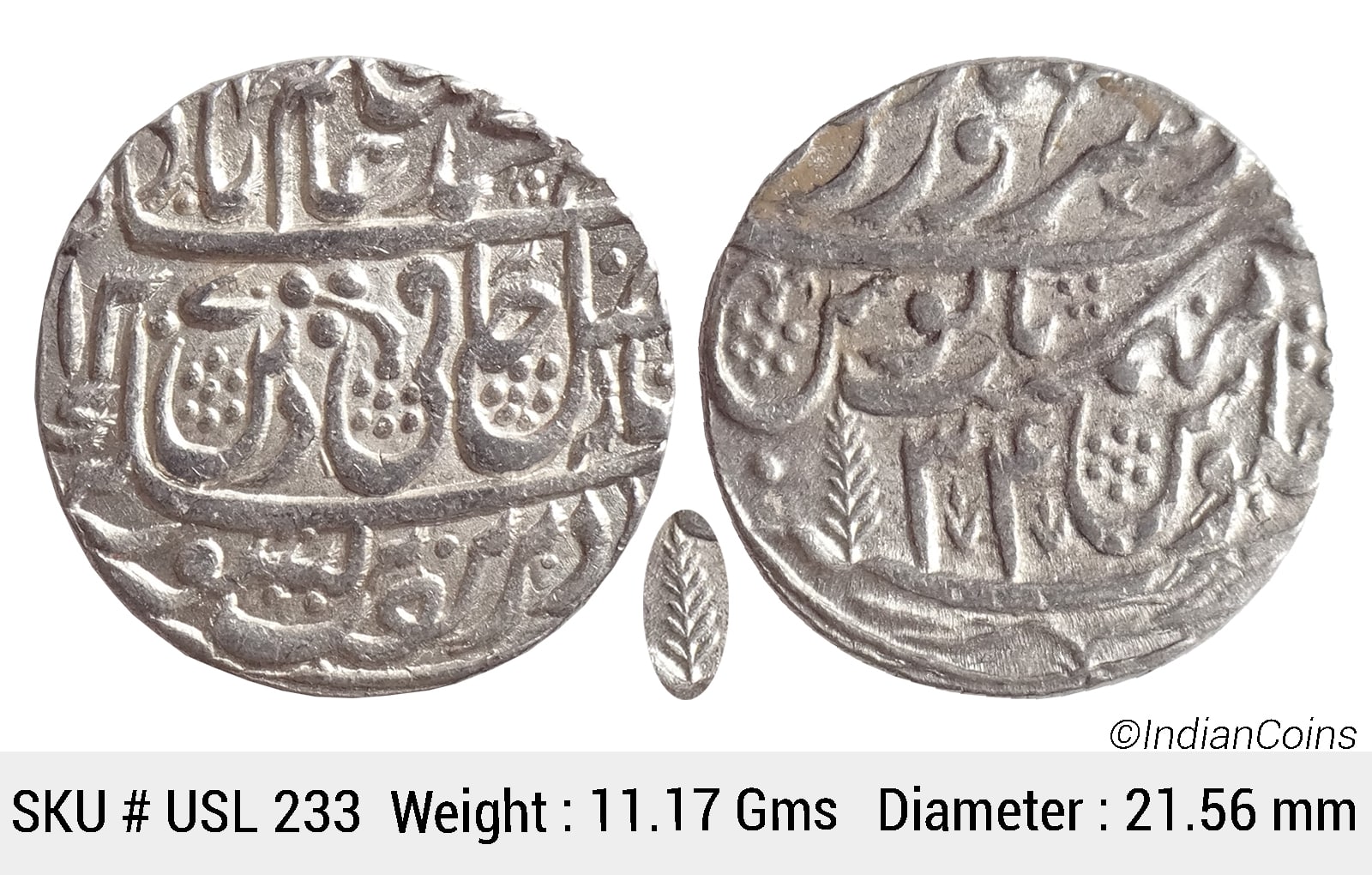 IK Maratha Confideracy INO Shah Alam II Silver Rupee Dar-ul-Sarur Saharanpur Mint AH 1207 RY 34 USL 233