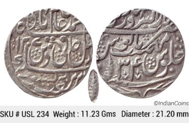 IK Maratha Confideracy INO Shah Alam II Silver Rupee Dar-ul-Sarur Saharanpur Mint AH 1207 RY 34 USL 234