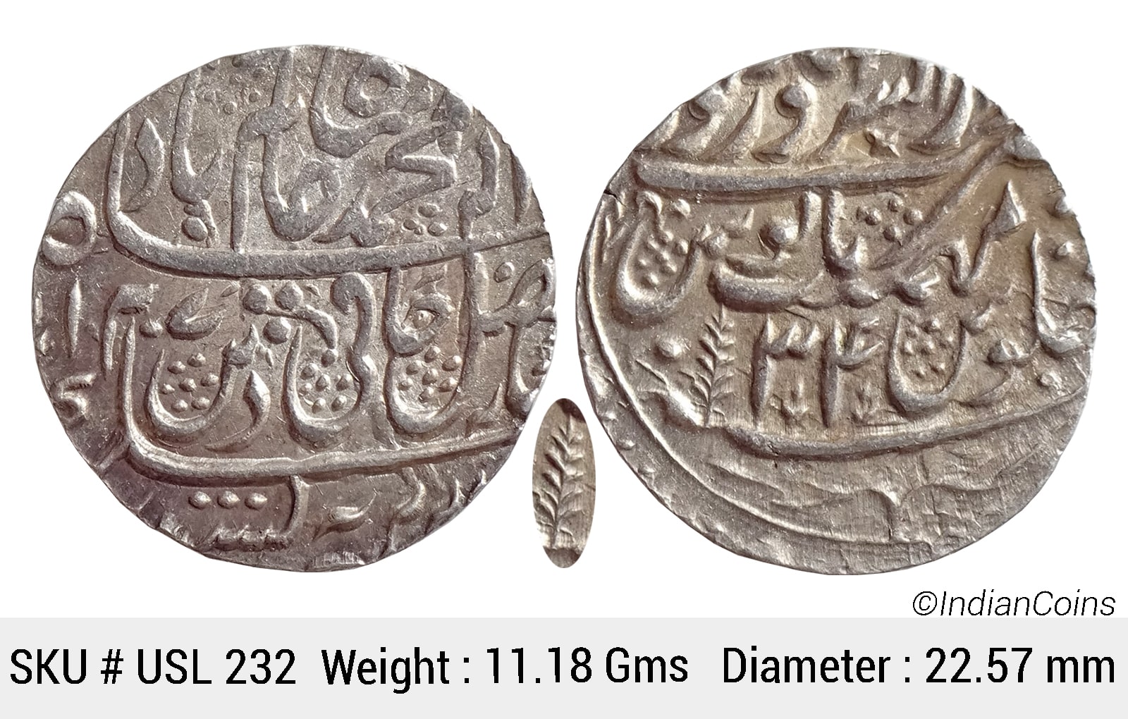 IK Maratha Confideracy INO Shah Alam II Silver Rupee Dar-ul-Sarur Saharanpur Mint AH 1207 RY 34 USL 232