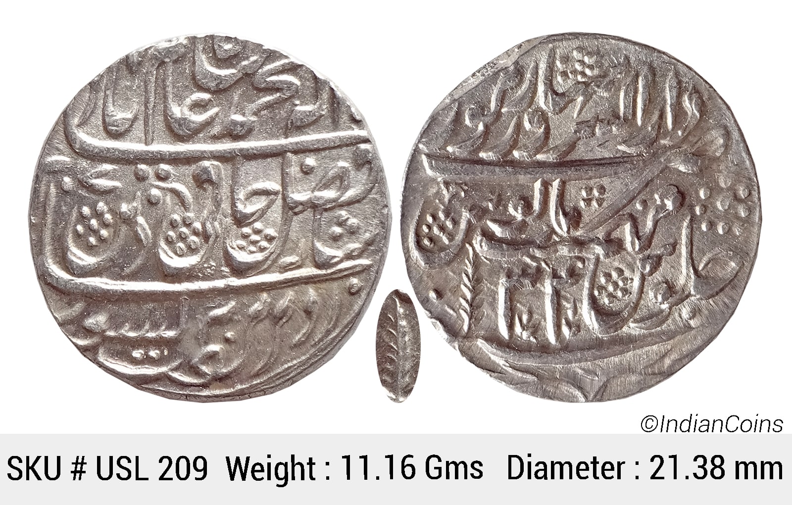 IK Maratha Confideracy INO Shah Alam II Silver Rupee Dar-ul-Sarur Saharanpur Mint AH (1)207 RY 34 USL 209