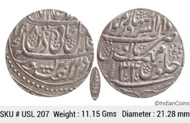 IK Maratha Confideracy INO Shah Alam II Silver Rupee Dar-ul-Sarur Saharanpur Mint AH 1208 RY 34 USL 207