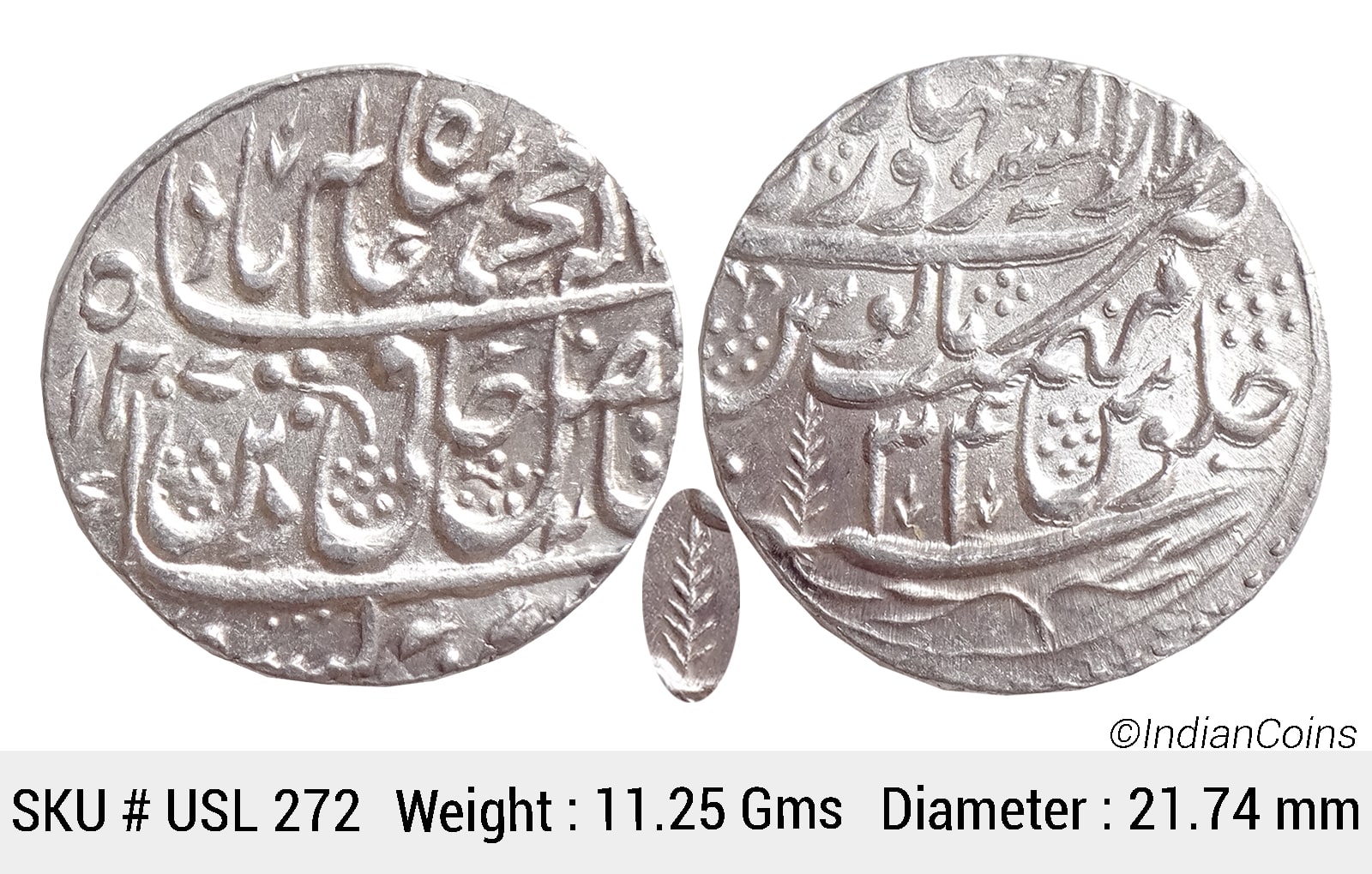IK Maratha Confideracy INO Shah Alam II Silver Rupee Dar-ul-Sarur Saharanpur Mint AH 1207 RY 34 USL 272