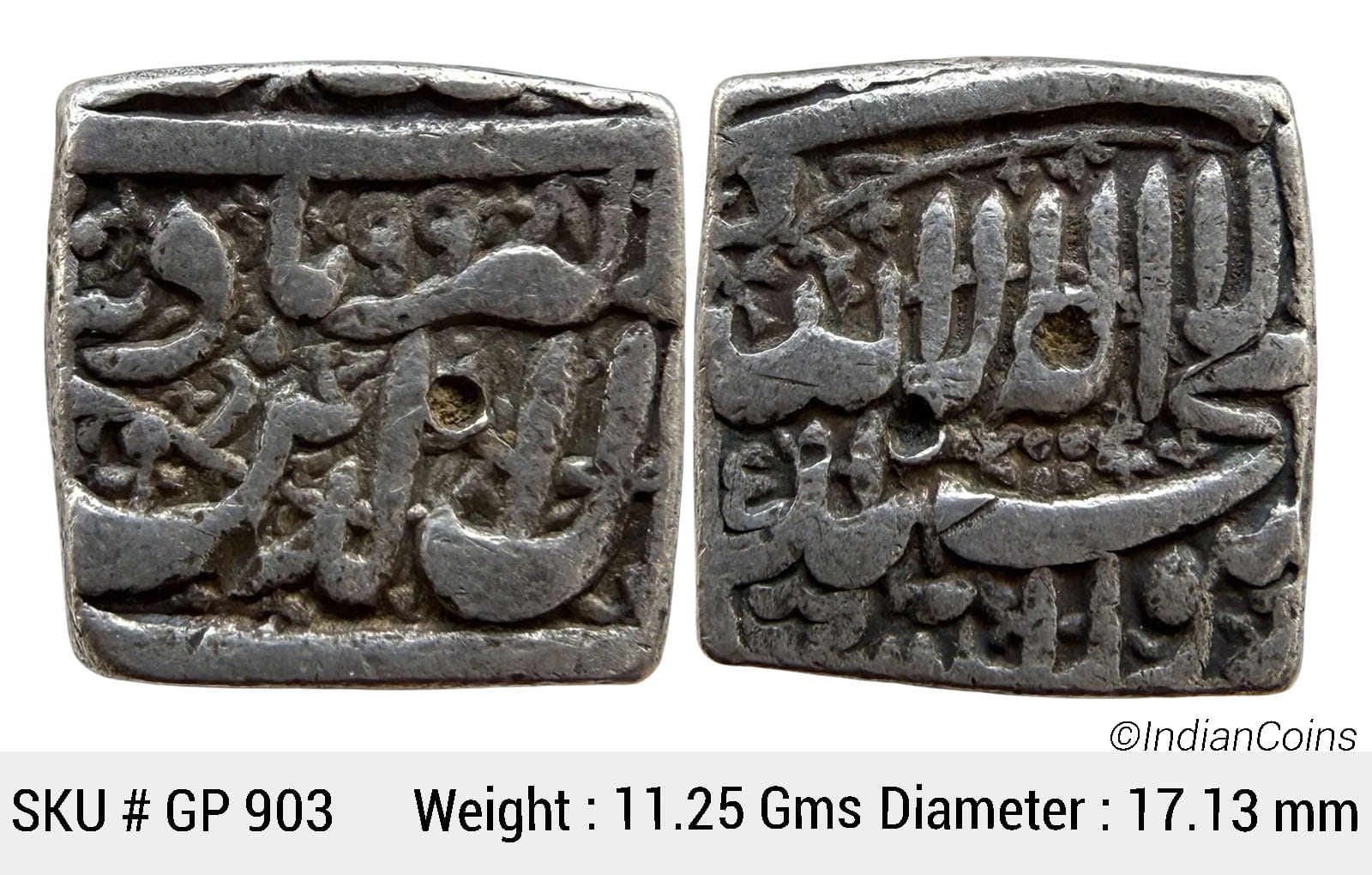 Mughal Akbar Dar-us-Sultanat Ahmadabad Mint by style Silver Square Rupee GP 903