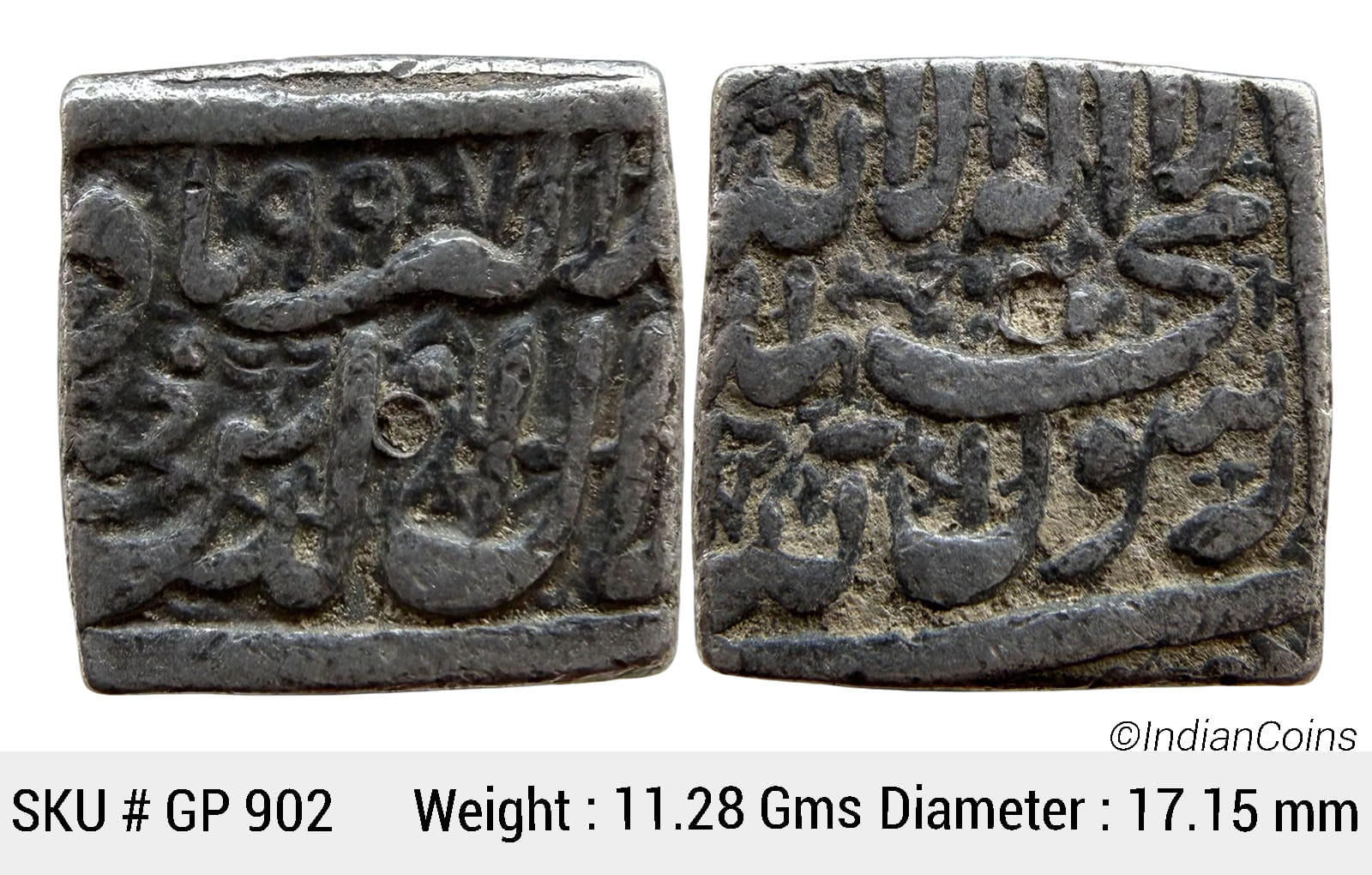 Mughal Akbar Dar-us-Sultanat Ahmadabad Mint by style Silver Square Rupee GP 902