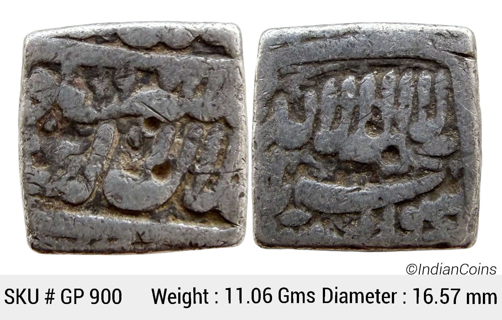 Mughal Akbar Dar-us-Sultanat Ahmadabad Mint by style Silver Square Rupee GP 900