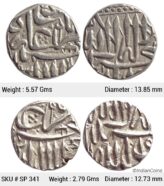 Mughal Akbar Set of 2 coins Silver Mahmudi & 1/2 Mahmudi Mulher Mint SP 341