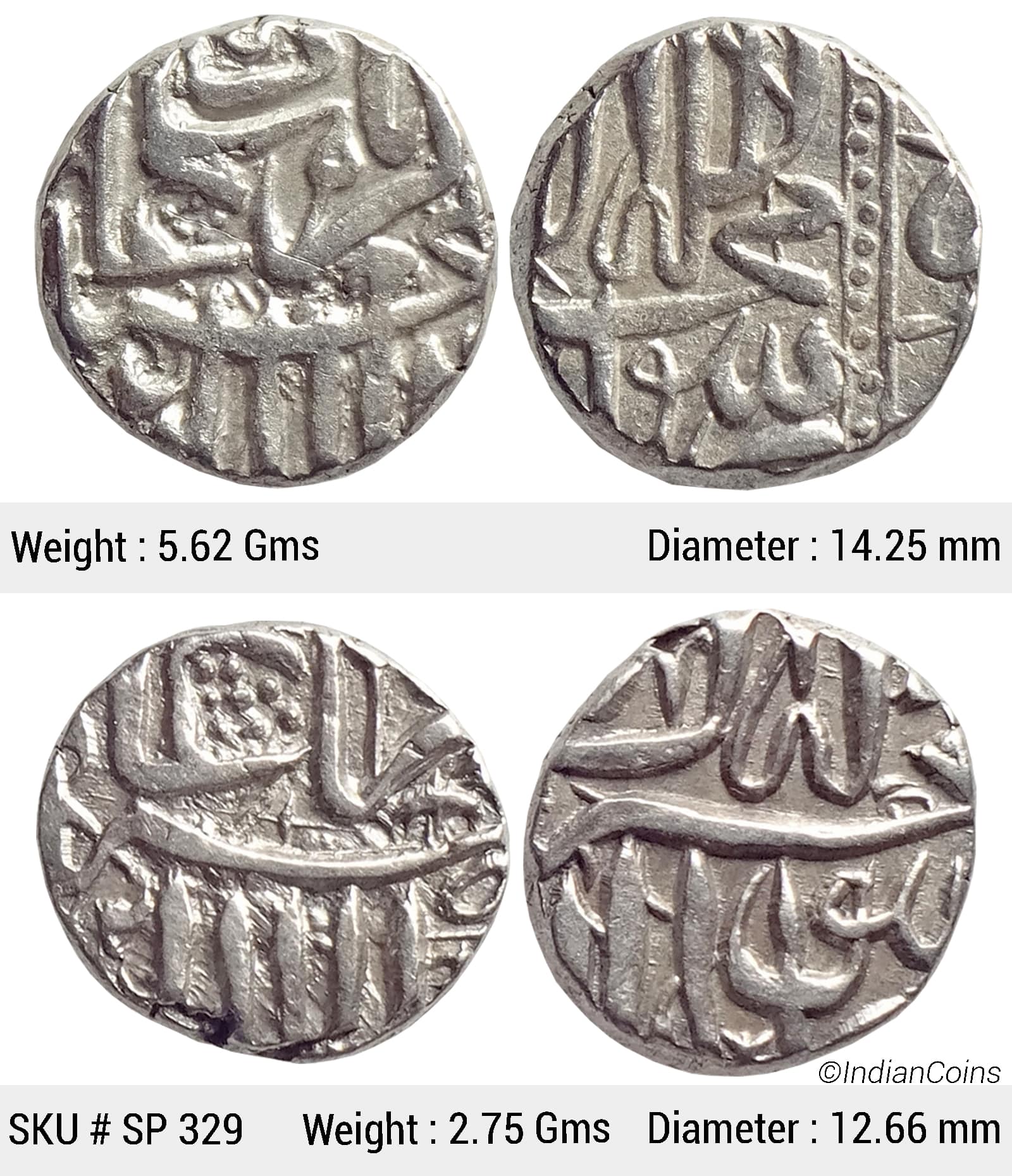 Mughal Akbar Set of 2 coins Silver Mahmudi & 1/2 Mahmudi Mulher Mint SP 329