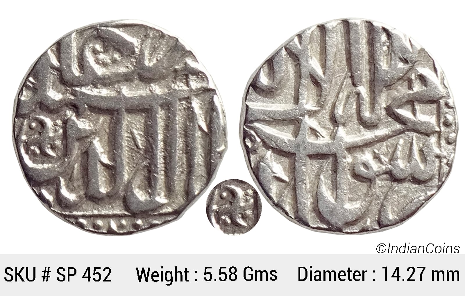 Mughal Akbar Silver Mahmudi Mulher Mint Anti clock wise "Swastik" as a mint mark SP 452