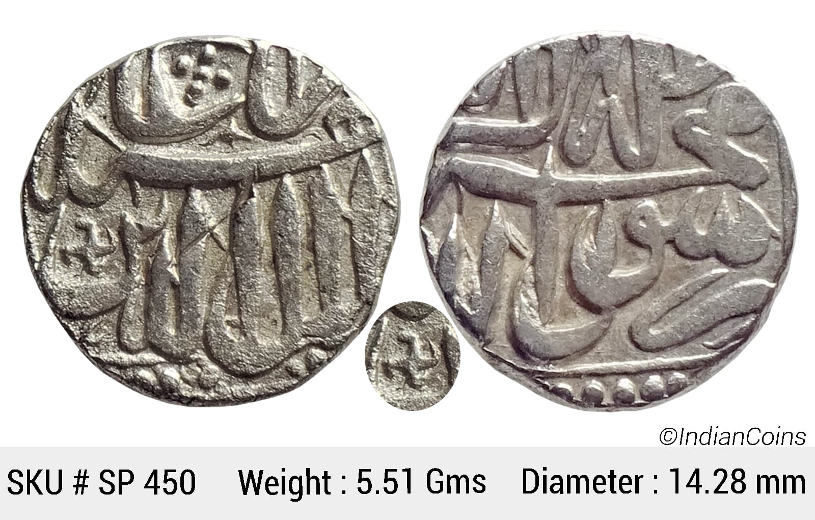Mughal Akbar Silver Mahmudi Mulher Mint Anti clock wise “Swastik” as a mint mark SP 450