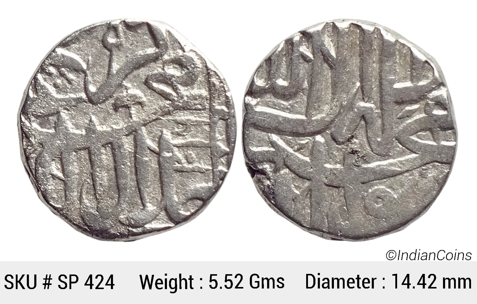 Mughal Akbar Mahmudi Coinage Silver Mahmudi Mulher Mint AH 1016 SP 424