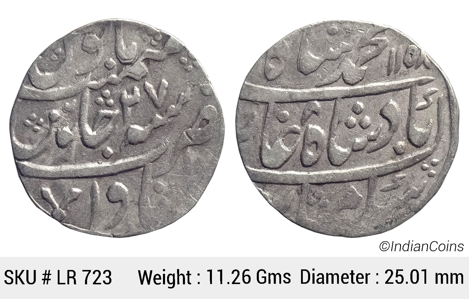 Mughal Muhammad Shah Silver Rupee Itawa Mint AH 1158 RY 27 KM 436.29 LR 723