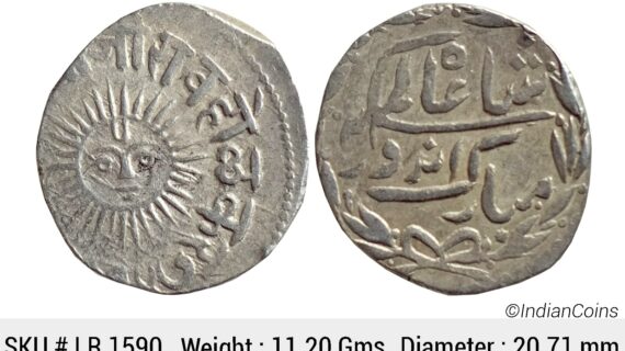 IPS Indore State Shivaji Rao Holkar Posthumously INO Shah Alam II Silver Rupee LR 1590