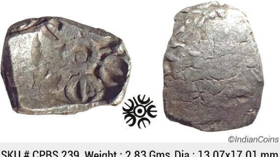 Ancient Punch Marked Coinage Attributed to Gandhara Janapada Single 5 armed symbol Silver 2 Shana or 1/4 Shatamana CPBS 239