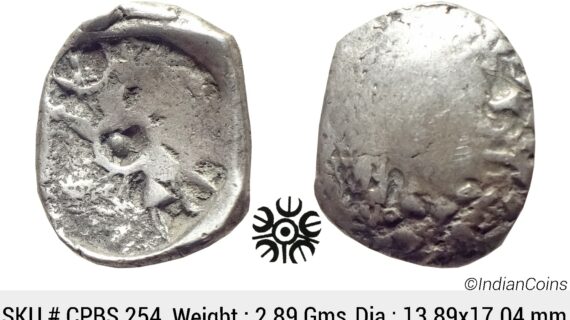 Ancient Punch Marked Coinage Attributed to Gandhara Janapada Single 5 armed symbol Silver 2 Shana or 1/4 Shatamana CPBS 254