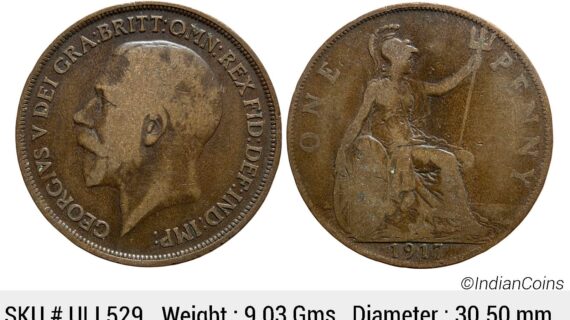 United Kingdom George V 1917 AD Bronze 1 Penny ULI 529
