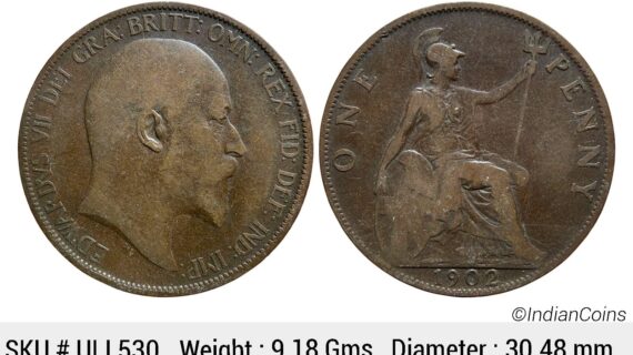 United Kingdom Edward VII 1902 AD Bronze 1 Penny ULI 530
