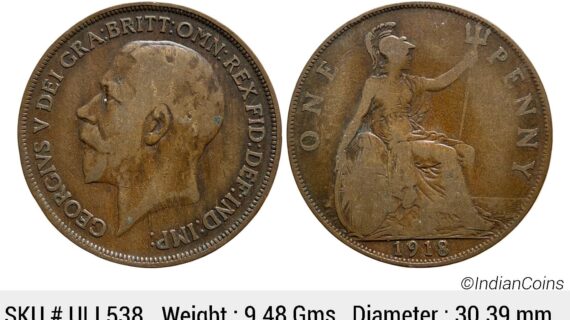 United Kingdom George V 1918 AD Bronze 1 Penny ULI 538