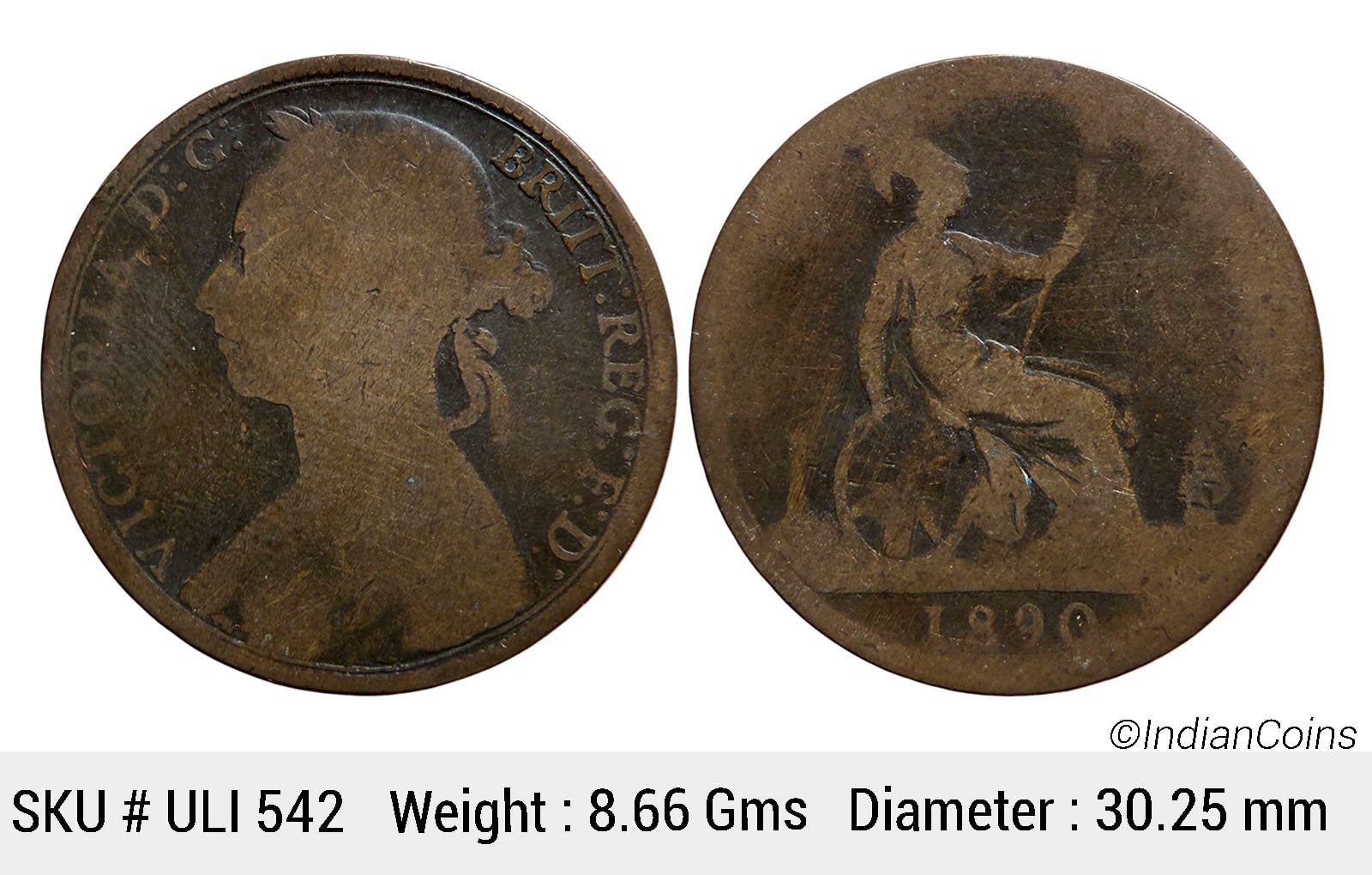 United Kingdom Victoria 1890 AD Bronze 1 Penny ULI 542