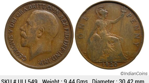 United Kingdom George V 1920 AD Bronze 1 Penny ULI 549