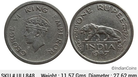 British India George VI 1947 AD Bombay Mint Nickel Rupee ULI 848