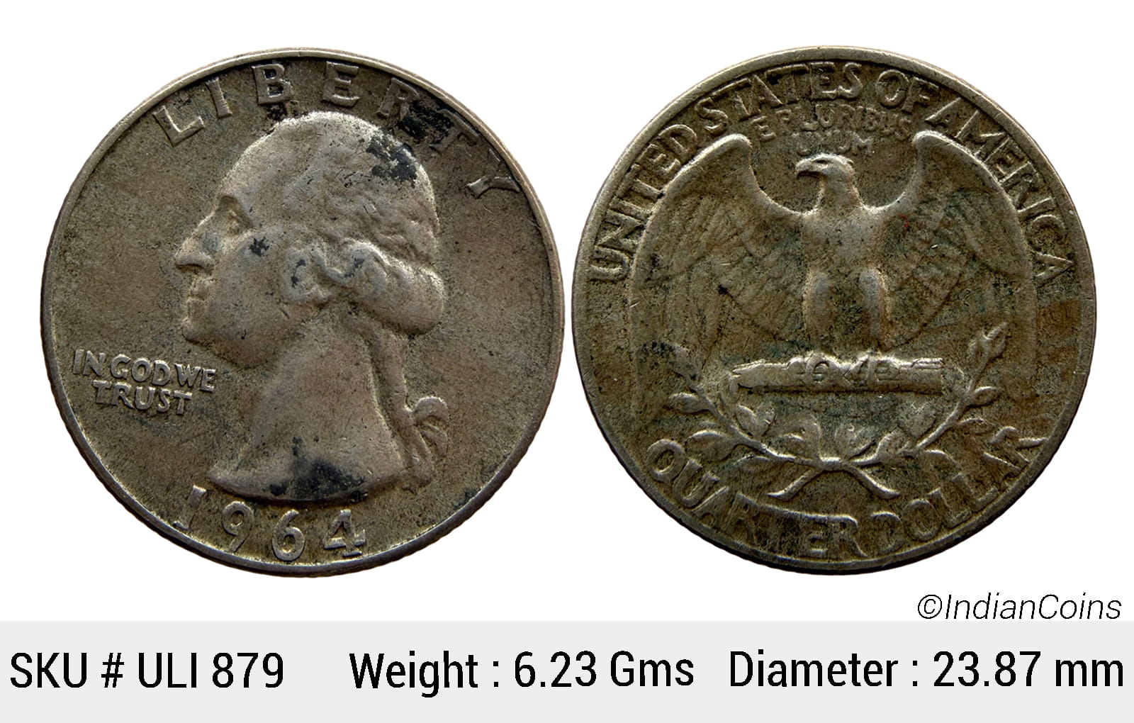 United States of America 1957 AD d. Washington avtar Denvar Mint Silver (.900) Quarter Dollar ULI 879